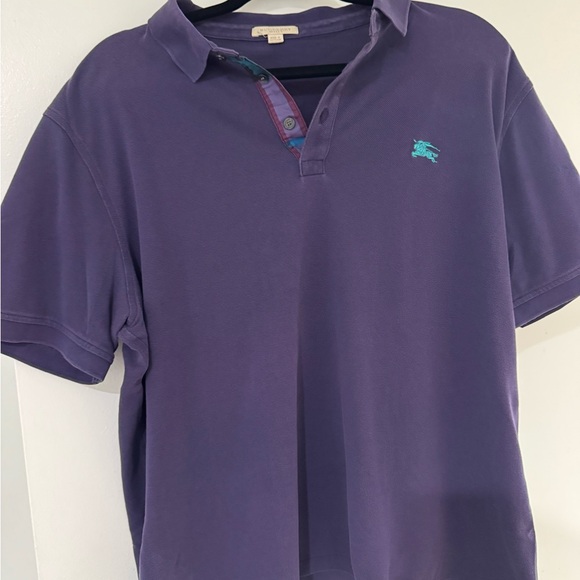 Burberry Purple Polo Shirt with Blue Logo - Picture 1 of 3
